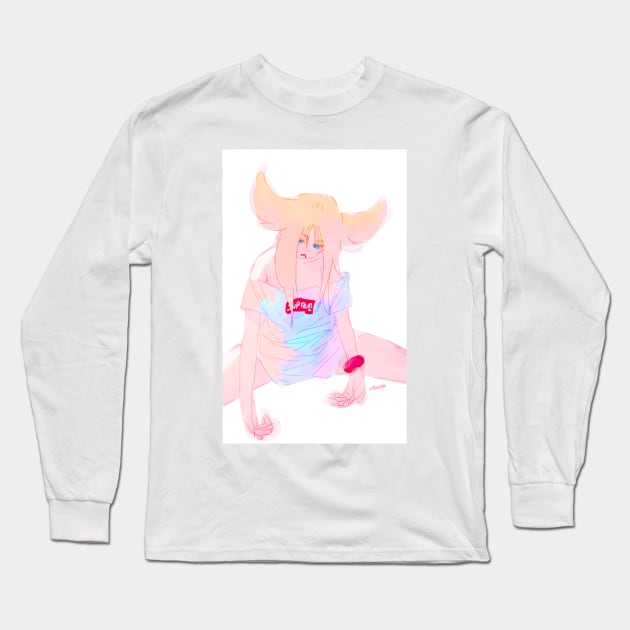 Horn Hair Girl Long Sleeve T-Shirt by nagare017